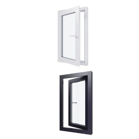 Fenêtre PVC - LxH 600x1000 mm -Triple Vitrage - Bicolore blanc int/anthracite ext-poignée à droite Fenêtre PVC - LxH 600x1000 mm -Triple Vitrage - Bicolore blanc int/anthracite ext-poignée à droite