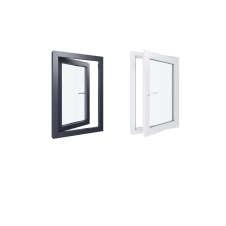 Fenêtre PVC - LxH 700x1000 mm -Triple Vitrage - Bicolore blanc int/anthracite ext-poignée à gauche Fenêtre PVC - LxH 700x1000 mm -Triple Vitrage - Bicolore blanc int/anthracite ext-poignée à gauche