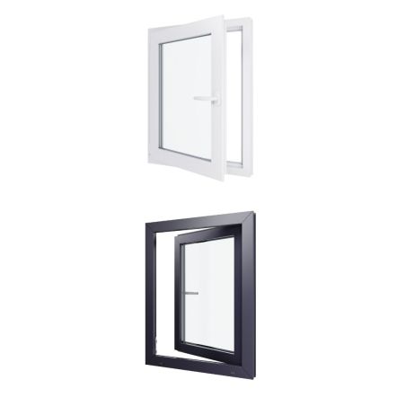 Finestra in PVC - LxH 700x900 mm - Triplo vetro - Interno bicolore bianco/esterno antracite - maniglia a destra Finestra in PVC - LxH 700x900 mm - Triplo vetro - Interno bicolore bianco/esterno antracite - maniglia a destra