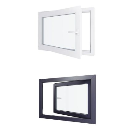 Fenêtre PVC - LxH 1000x700 mm -Triple Vitrage - Bicolore blanc int/anthracite ext-poignée à droite Fenêtre PVC - LxH 1000x700 mm -Triple Vitrage - Bicolore blanc int/anthracite ext-poignée à droite