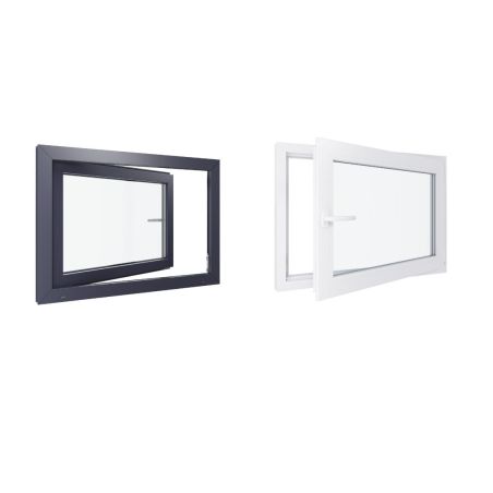 Finestra in PVC - LxH 1000x700 mm - Triplo vetro - Interno bicolore bianco/esterno antracite maniglia sinistra Finestra in PVC - LxH 1000x700 mm - Triplo vetro - Interno bicolore bianco/esterno antracite maniglia sinistra