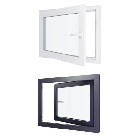 Finestra in PVC - LxH 900x700 mm - Triplo vetro - Interno bicolore bianco/esterno antracite Maniglia destra Finestra in PVC - LxH 900x700 mm - Triplo vetro - Interno bicolore bianco/esterno antracite Maniglia destra