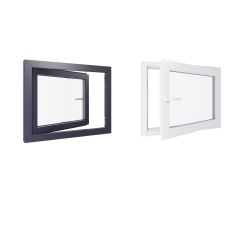 Finestra in PVC - LxH 900x700 mm - Triplo vetro - Maniglia interna bicolore bianco/esterna antracite a sinistra