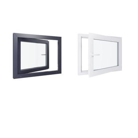 Finestra in PVC - LxH 900x700 mm - Triplo vetro - Maniglia interna bicolore bianco/esterna antracite a sinistra Finestra in PVC - LxH 900x700 mm - Triplo vetro - Maniglia interna bicolore bianco/esterna antracite a sinistra