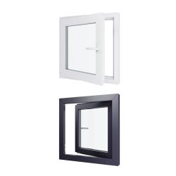 Finestra in PVC - LxH 700x700 mm - Triplo vetro - Interno bicolore bianco/esterno antracite maniglia destra