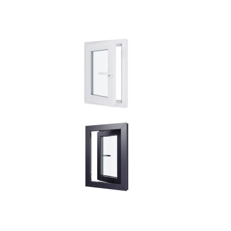 Finestra in PVC - LxH 500x700 mm - Triplo vetro - Maniglia bicolore bianco interno/antracite esterno-sinistro Finestra in PVC - LxH 500x700 mm - Triplo vetro - Maniglia bicolore bianco interno/antracite esterno-sinistro