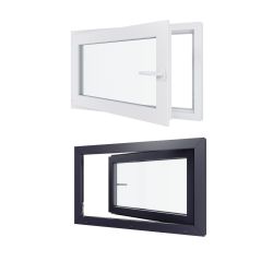 Fenêtre PVC - LxH 1000x600 mm -Triple Vitrage - Bicolore blanc int/anthracite ext-poignée à droite