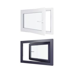 Finestra in PVC - LxH 900x600 mm - Triplo vetro - Maniglia destra interna bicolore bianco/esterna antracite