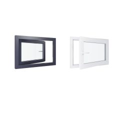 Finestra in PVC - LxH 900x600 mm - Triplo vetro - Maniglia interna bicolore bianco/esterna antracite - Maniglia sinistra