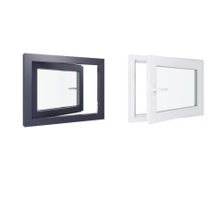 Finestra in PVC - LxH 800x600 mm - Triplo vetro - Interno bicolore bianco/esterno antracite maniglia sinistra