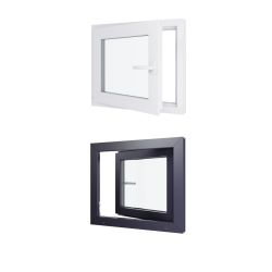 Finestra in PVC - LxH 700x600 mm - Triplo vetro - Interno bicolore bianco/esterno antracite - Maniglia destra