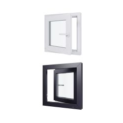 Finestra in PVC - LxH 600x600 mm - Triplo vetro - Interno bicolore bianco/esterno antracite - Maniglia destra