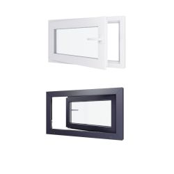 Finestra in PVC - LxH 900x500 mm - Triplo vetro - Interno bicolore bianco/esterno antracite - Maniglia a destra