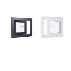 Finestra in PVC - LxH 600x500 mm - Triplo vetro - Interno bicolore bianco/esterno antracite - Maniglia sinistra