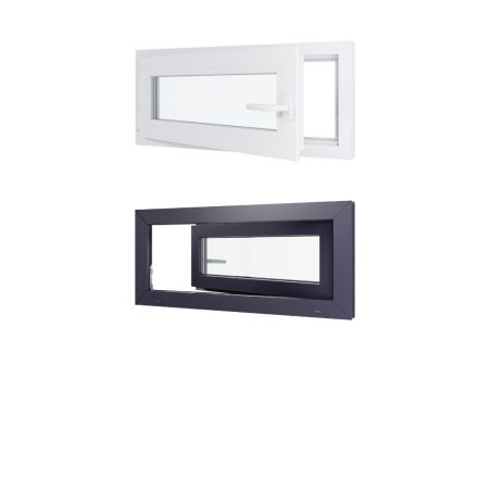 Ventana de PVC - LxH 900x400 mm - Acristalamiento triple - Interior bicolor blanco / exterior antracita - Manilla derecha Ventana de PVC - LxH 900x400 mm - Acristalamiento triple - Interior bicolor blanco / exterior antracita - Manilla derecha