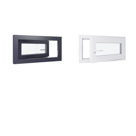 Finestra in PVC - LxH 800x400 mm - Triplo vetro - Interno bicolore bianco/esterno antracite - Maniglia sinistra Finestra in PVC - LxH 800x400 mm - Triplo vetro - Interno bicolore bianco/esterno antracite - Maniglia sinistra