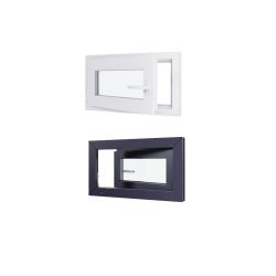 Finestra in PVC - LxH 700x400 mm - Triplo vetro - Interno bicolore bianco/esterno antracite - Maniglia destra