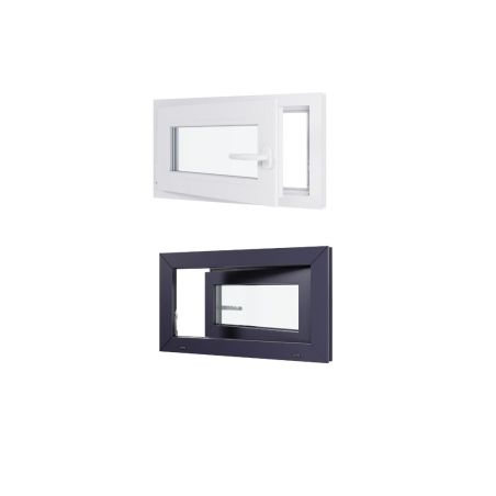 Finestra in PVC - LxH 700x400 mm - Triplo vetro - Interno bicolore bianco/esterno antracite - Maniglia destra Finestra in PVC - LxH 700x400 mm - Triplo vetro - Interno bicolore bianco/esterno antracite - Maniglia destra
