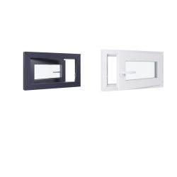 Finestra in PVC - LxH 700x400 mm - Triplo vetro - Interno bicolore bianco/esterno antracite - Maniglia sinistra
