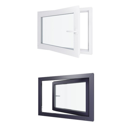 Finestra in PVC - LxH 1000x800 mm - Triplo vetro - Interno bicolore bianco/esterno antracite Maniglia destra